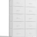 DUMOS 10 Drawer Tall Dresser for Bedroom & Living Room, White, 11.8"D x 31.5"W x 45.8"H