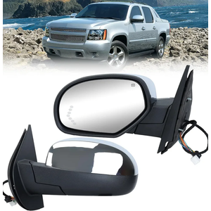 Chrome Driver Power Folding Side Mirror Compatible with 2007-2014 Chevy Suburban Tahoe Silverado Avalanche/GMC Yukon Sierra Heated/with Puddle Light/Turn Signal Indicator Left Mirrors
