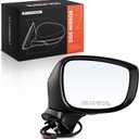 A-Premium Passenger Side Power Door Mirror - Compatible with Mazda CX-5 CX5 2017-2022 - Non-Heated, Manual Folding Black, Outside Rear View Mirror w/Turn Signal and Blind Spot Detection