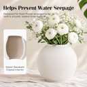 Large White Ceramic Vase - 10.6 Inch Rustic Farmhouse Flower Vase for Home Decor, Minimalist Tall Vases for Living Room, Dining Room, Holiday & Weddings (White-Base 6.2'')