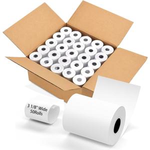 5 x (50 Rolls) 3 1/8 x 230 Thermal Paper Receipt Rolls, Premium Quality Thermal Printer Paper, Thick Receipt Paper Rolls, Fits All POS Cash Registers, BPA Free