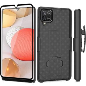 Ailiber Compatible with Galaxy A42 5G Case, Samsung M42 5G Case Holster with Screen Protector, Swivel Belt Clip Holster Kickstand Holder, Slim Rugged Protective Cover for Samsung Galaxy A42 5G-Black