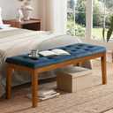 Ottoman Bench Oversized Entryway Shoe Bench Seat Velvet Navy