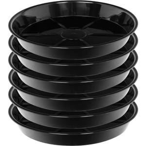 Plant Saucer 10 Inch 6 Pack, Plant Trays for Pots Heavy Duty Round Plastic Plant Saucers for Indoors Outdoors, Flower Pot Drip Trays, Plant Water Catcher Tray,Clear Black Flower Plant Pot Saucer