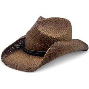 Peter Grimm Straw Round Up Cowboy Hat  Stylish and Versatile Straw Hat for Men and Women - One Size (Tea Stained)
