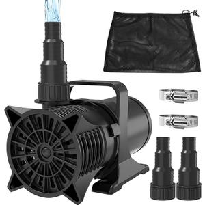 AquaMiracle 1800GPH Submersible Water Pump UL Certified Pond Pump with 20FT Cord, Adapters & Filter Bag, 100W Water Fountain Pump for Pond, Fountain, Waterfall, Fish Tank, Hydroponics