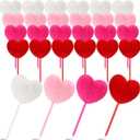 Zhanmai Heart Pom Pom Pens Bulk Cute Black Ink Fluffy Ballpoint for Woman Adults Pink Fuzzy Office Gifts Valentine's Day Wedding Party Supplies, 4 Colors(24 Pcs)