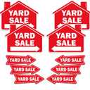 10PCS Yard Sale Signs with Stakes 16 x 12'' Red Yard Sale House Shaped Directional Arrow Double Sided Sign Corrugated Plastic Waterproof Outdoor House Sign for Transaction Guest Moving Signs