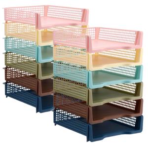 Weysat 12 Pcs Turn in Trays, Classroom Paper Tray, Morandi Tones, Narrow