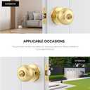 Karlstone 3 Pack Gold Ball Door Knob, Satin Brass Round Front Door Handle Gold Entry Door Lock for Right or Left Handed Doors