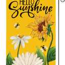 AVOIN Colorlife Daisy Sunflower Hello Sunshine Garden Flag 12x18 Inch Double Sided, Summer Seasonal Holiday Burlap Yard Outdoor Decoration Yellow