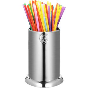 304 Stainless Steel Straw Holder, Counter-top Straw Dispenser, Cutlery Organizer, Spoons Forks Chopsticks Storage