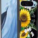 for Google Pixel 10/10 Pro 6.3 Inch 2025 Case,Heavy Duty Dual Layer Hybrid Hard PC Soft Rubber Shockproof Protective Rugged Bumper Case,Sunflowers Floral Patterns