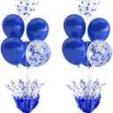 2 Set Royal Blue Table Balloons Foil Spray Centerpiece with Royal Blue and Confetti Balloons Stand Kit for Birthday Party Girls Baby Shower Wedding Bridal Shower Prom Graduation Table Decorations