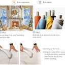 Christmas Fireplace Photo Backdrop 8x6FT Winter Snow Scenery Xmas Trees White Fireplace Background for Family Winter Holiday Christmas Party Decorations Supplies Portrait Photo Props