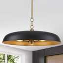 Oversized Large Pendant Lights 20 Inch, 3-Lights Black and Gold Metal Dome Chandelier, Industrial Pendant Lights Kitchen Island Ceiling Hanging Light for Dining Room Over Table, Bar, Cafe