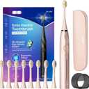 SEAGO Electric Toothbrush with 8 Soft Bristle Heads for AdultsPressure Sensor, 5 Modes with 2 Minutes Build in Smart Timer,Rechargeable Travel Toothbrush with Brush Hold and Travel Case(2752Pink)