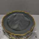 Hioasis 60pcs Green Plastic Plates - Green and Gold Disposable Dinnerware with Gold Rim, Heavy-duty, 10.25 inch, Dinner Plates for Party & Wedding