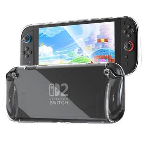 FIWWAT Switch Case for Nintendo Switch 2, Slim Protective shell with Comfortable Grip Design, Soft TPU Shock-Absorption and Anti-Scratch Cover for Switch 2, Cute Sparkle Shining Skin - Clear