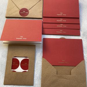 RUN2PRINT Thank You Cards with Envelopes & Stickers 36 Pack  Dusty Pink Flat Greeting Cards  Moisture-Seal Envelopes  Gold Foil Thank You Stickers  For Weddings, Business & All Occasions