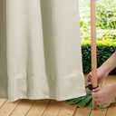 NICETOWN 2 Panels Outdoor Curtains for Patio Waterproof & Windproof, Thermal Insulated Top & Bottom Grommet & Back Tab Light Block Outdoor Drapes with Bouns Rope for Fixed, Beige, W84 x L84