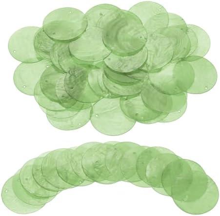 uxcell 120Pcs Capiz Shells 2" Round Natural Shells with 2 Holes for Seashell Wind Chimes Curtain Shell Garland DIY Craft Wedding Home Decoration, Green