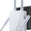 2025 WiFi Extender Internet Booster, Long Range Repeater Wireless Routers Amplifier, Mesh Wi-Fi 80% Faster | Broader Than Ever, Support More Network Devices at Home, 1-Tap Setup. White