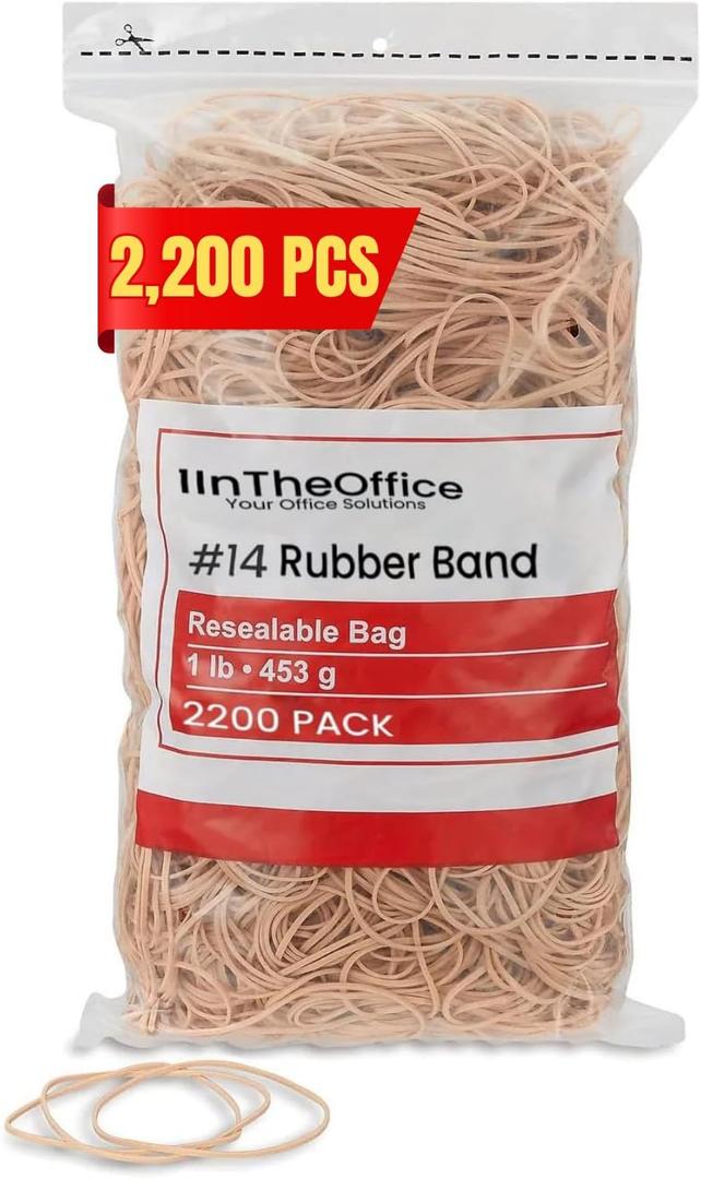 1InTheOffice Rubber Bands #14, Size14 Rubber Bands, Beige, 1 lb Box, (2,200/Pack)