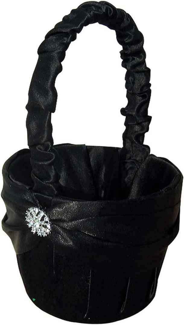 Bridal Black Basket Flower Girl & Ring Bearer Decor for Wedding Party
