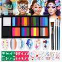 Janolia Face Painting Kit for Kids, Rainbow Face Paint Kit, Water Activated Face Paint, Macaron Color Split Cake Body Paint, Ideal Facepaint Makeup Kit for Kids Party Halloween Carnival Easter
