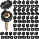 HNYYZL 150 PCS Screw Caps, Black Plastic Hinged Screw Covers, S Size, Fits #6/#8 Screws (M3/M4), 150 Pieces
