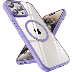 4 x SUCGLES for iPhone 15 Pro Case with MagSafe, N56 Strong Magnet, 12FT Drop Protection, Anti-Yellowing, Magnetic Slim Phone Case for Apple 15 Pro (Lavender)