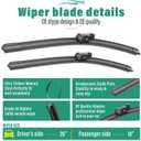 26" 18" 12" Windshield Wiper Blades Replacement for VW Volkswagen Taos 2022 2023 2024 2025 Premium All Weather Front Rear Wipers Set - OEM Quality (Pack of 3)