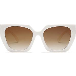 SOJOS Oversized Polarized Sunglasses for Women, Big Designer Womens Trendy Square Shades SJ2205 (White/Light Brown)