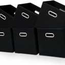 Black Fabric Cubby Storage Bins,13x13x13 Inches ,Cube Organizer Bin Foldable Storage Boxes with Dual Handles Fabric Organizer Box and Collapsible Storage Basket, Set of 6, Black
