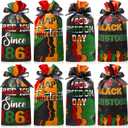 Pasimy 60 Pcs Juneteenth Day Drawstring Gift Bags Plastic Happy Juneteenth Treat Candy Wrapping Bags for Freedom Day 1865 Black American Independence Party Favor Supplies