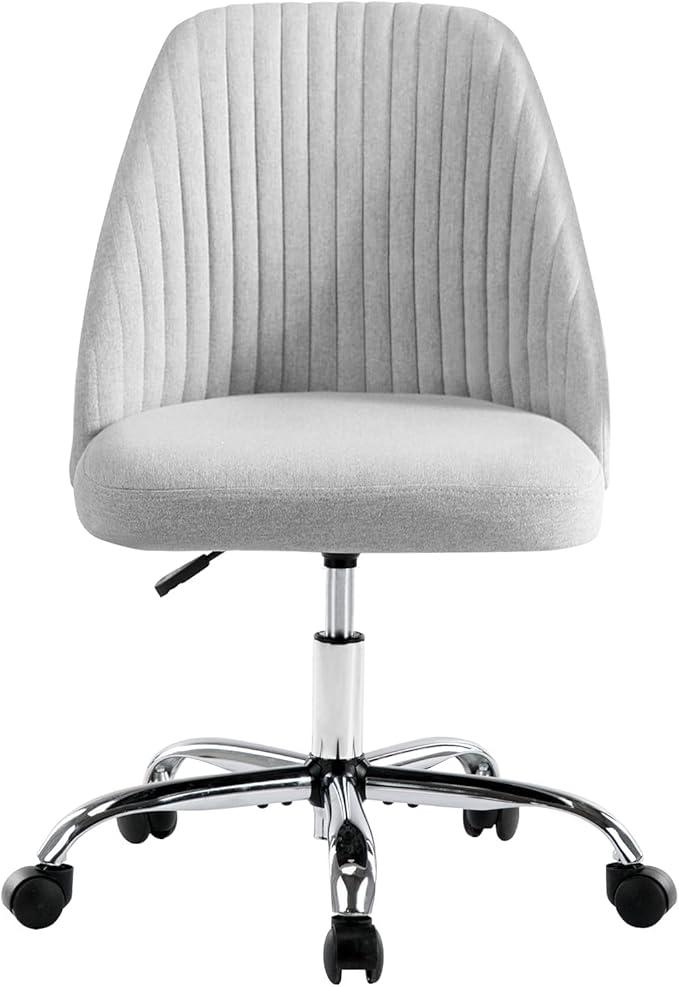 Rimiking Home Office Modern Twill Fabric Adjustable Mid-Back Task Ergonomic Executive Chair, Gray