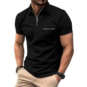 ZITY Mens Polo Shirts Quarter Zip Shirts Casual Classic Lightweight Short Sleeve Golf Collared Shirt with Pocket,2XL