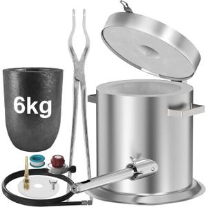 Nelyrho 6KG Hinged Flip Top Propane Melting Furnace Metal Smelting Machine with High Capacity, Melting Aluminum, Silver, and Copper Alloys, Easy-to-Use Foundry Kiln for Beginners and Professionals