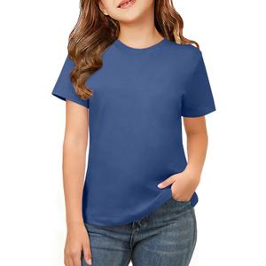 ZDC Girls Short Sleeve Shirts Crewneck T Shirts Kids Summer Tops Basic Tees 5-14 Years (Blue)