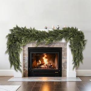 6 FT Artificial ceda Garlands, Real Touch Winter Cedar Pine Garland,Artificial Green Faux Cedar Pine Garland for Fireplace Mantle Fireplace Indoor Outdoor Holiday Party Home Decoration (1, 6FT)