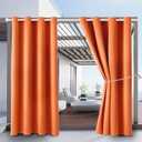 DIVA EN CAMINO DEC Outdoor Patio Curtain Waterproof Darkening Thermal Insulated Indoor Curtains for Bedroom, Porch, Living Room, Pergola, Cabana, W52 x L95, Orange, Set of 2 Panels