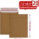 Xxcxpark 20 Pack brown Kraft Rigid Mailers, 7.5x9.5 inches Self Seal Photo Document Mailers Premium Cardboard Keep Flat Envelopes for Photos, Pictures, Papers CD