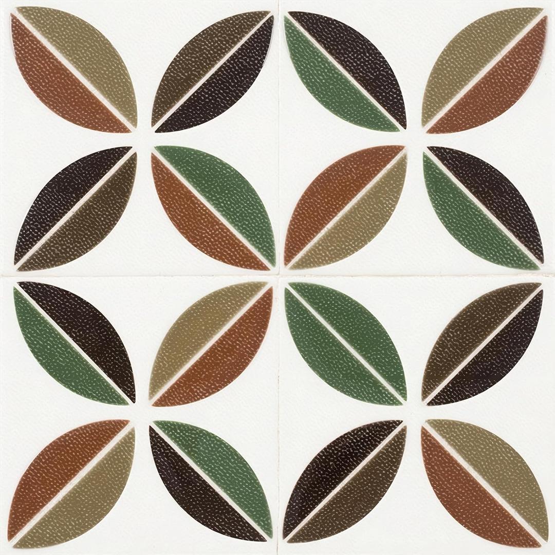 HOMETITUTE 10PCS 12x12 Inch Retro Mid-Century Leaf Motif Floor Tiles Peel and Stick Removable Self Adhesive DIY Vinyl Flooring Stickers for Kitchen Bathroom Living Room Entryway Home Decor