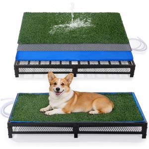 HOMBYS Porch Grass Potty for Dogs with Drain, Artificial Grass Dog Potty Tray for Indoor & Outdoor,Pet Litter Box for Small Dogs, Puppy Toilet for Patio (25" L x 23" W x 6" H)