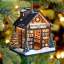 Pack 2 Book Store Christmas Ornament (1 Wood+1 Acrylic), 2025 library Christmas Ornaments 2D Flat, Bookish Gift for Book Lovers, Readers, Librarians - Book Nerd Friends Keepsake Gifts, Xmas Tree Dcor
