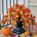 HyeFlora Artificial Fall Flowers for Outdoors Decoration 2PCS Autumn Faux Morning Glory Look Real Silk Flowers for Outside Planter UV Resistant Fake Flowers for Home Garden Balcony Yard Porch Deco