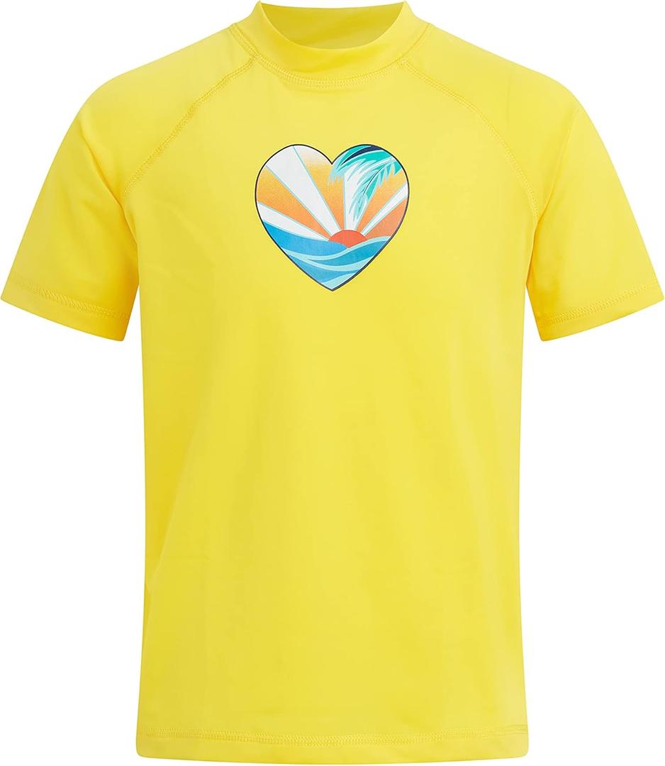 Kanu Surf Girls' Karlie Rash Guard UPF 50+ Sun Protection Short Sleeve Swim Shirt (14-16)