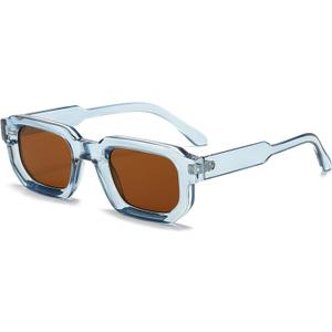 Retro Rectangle Sunglasses for Men Women Trendy Small Square Thick Frame Sun Glasses 90s Vintage Shades