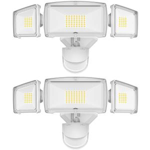 HGGH Motion Sensor Outdoor Lights  Flood Lights Outdoor Security Light, LED Floodlights IP65 Waterproof 6000K 38W 4200LM with 3 Adjustable Heads, Exterior Light for House, Backyard, Porch (2pack, White)